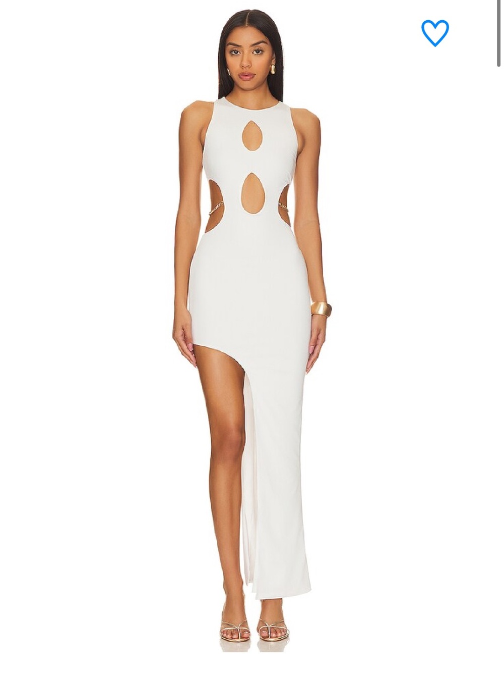Superdown Dallas Cutout White Maxi Dress with Gold Chain Size XXS